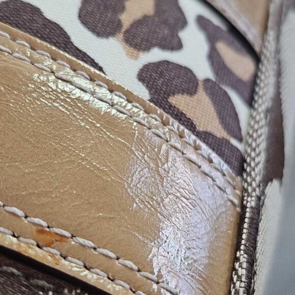 Coach Signature Canvas Satchel/Bag Leopard/Brown, Leather Horsebit Hardware - Picture 8 of 17